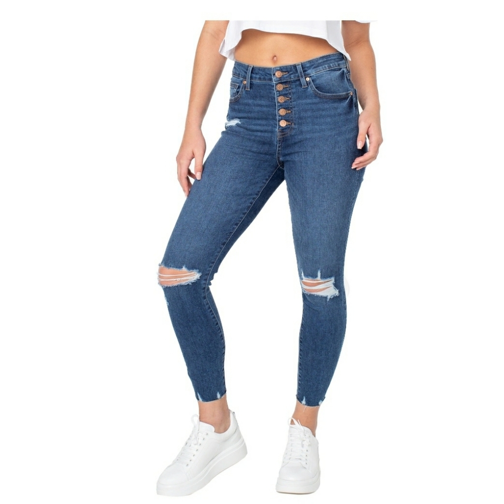 Celebrity Pink Skinny Button Jeans